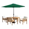 Alaterre Furniture 6 Piece Set, Okemo Table with 4 Chairs, 10-Foot Auto Tilt Umbrella Hunter Green ANOK01RD06S4